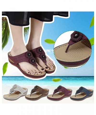 Wedge Sandals for Women Summer Dressy Womens Flowers Flip Flops Cushion Orthopedic Wedges Sandal Women's Wide Width Platform ...