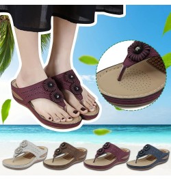 Wedge Sandals for Women Summer Dressy Womens Flowers Flip Flops Cushion Orthopedic Wedges Sandal Women's Wide Width Platform ...