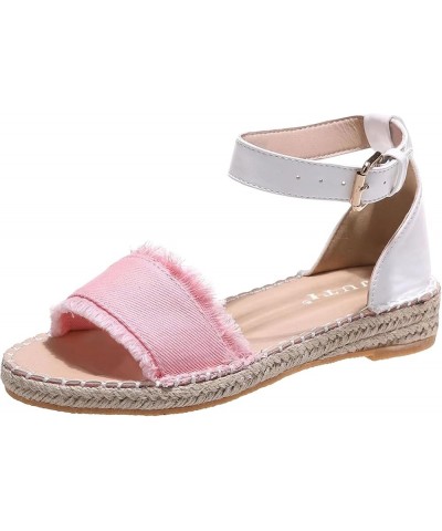 Crystal Sandals for Women Women's Large Size Flat Rope Sandals Casual Flat Sandals Lady Sandals Shower Slides for Women Pink ...