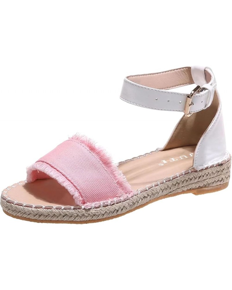 Crystal Sandals for Women Women's Large Size Flat Rope Sandals Casual Flat Sandals Lady Sandals Shower Slides for Women Pink ...