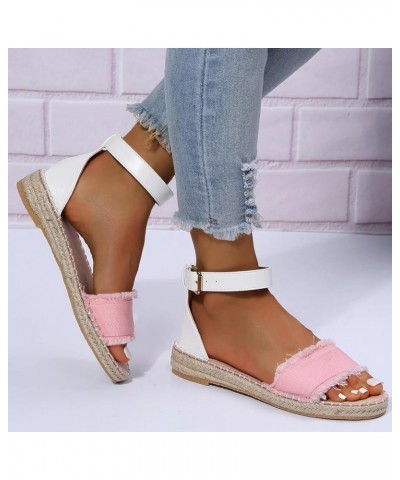 Crystal Sandals for Women Women's Large Size Flat Rope Sandals Casual Flat Sandals Lady Sandals Shower Slides for Women Pink ...