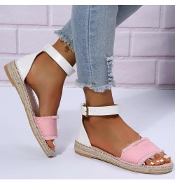 Crystal Sandals for Women Women's Large Size Flat Rope Sandals Casual Flat Sandals Lady Sandals Shower Slides for Women Pink ...