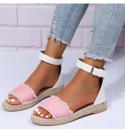 Crystal Sandals for Women Women's Large Size Flat Rope Sandals Casual Flat Sandals Lady Sandals Shower Slides for Women Pink ...