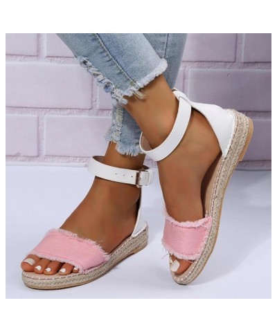 Crystal Sandals for Women Women's Large Size Flat Rope Sandals Casual Flat Sandals Lady Sandals Shower Slides for Women Pink ...