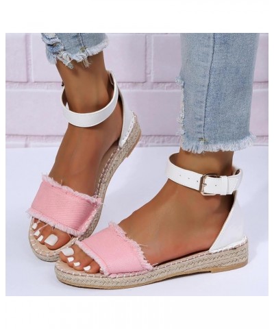 Crystal Sandals for Women Women's Large Size Flat Rope Sandals Casual Flat Sandals Lady Sandals Shower Slides for Women Pink ...