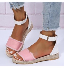 Crystal Sandals for Women Women's Large Size Flat Rope Sandals Casual Flat Sandals Lady Sandals Shower Slides for Women Pink ...