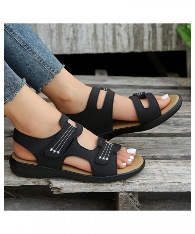 Flats for Women Chunky Block Heels Shoes Yoga Mat Orthopedic Sandal Straps Slip-on Casual Summer Dressy Slide 30-ixpyn-black5...