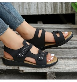 Flats for Women Chunky Block Heels Shoes Yoga Mat Orthopedic Sandal Straps Slip-on Casual Summer Dressy Slide 30-ixpyn-black5...