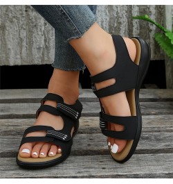 Flats for Women Chunky Block Heels Shoes Yoga Mat Orthopedic Sandal Straps Slip-on Casual Summer Dressy Slide 30-ixpyn-black5...