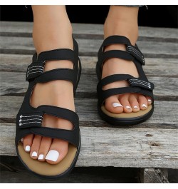 Flats for Women Chunky Block Heels Shoes Yoga Mat Orthopedic Sandal Straps Slip-on Casual Summer Dressy Slide 30-ixpyn-black5...