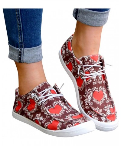 Canvas Shoes for Women,Funny Print Slip on Sneaker Shoes Lace-up Tennis Walking Shoes Low Tops Platform Shoes C Red $9.64 Ath...