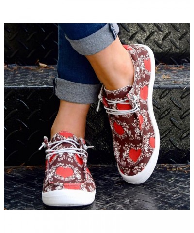 Canvas Shoes for Women,Funny Print Slip on Sneaker Shoes Lace-up Tennis Walking Shoes Low Tops Platform Shoes C Red $9.64 Ath...