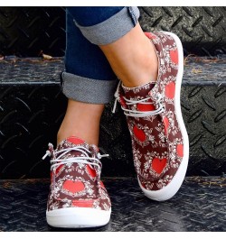 Canvas Shoes for Women,Funny Print Slip on Sneaker Shoes Lace-up Tennis Walking Shoes Low Tops Platform Shoes C Red $9.64 Ath...