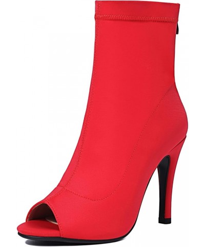 Ladies Fashion Peep Toe Summer Ankle Boots Party Red 95mm Heel 1 $29.02 Boots