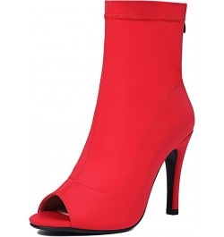 Ladies Fashion Peep Toe Summer Ankle Boots Party Red 95mm Heel 1 $29.02 Boots