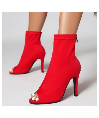 Ladies Fashion Peep Toe Summer Ankle Boots Party Red 95mm Heel 1 $29.02 Boots