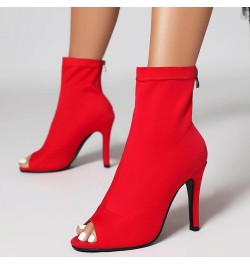 Ladies Fashion Peep Toe Summer Ankle Boots Party Red 95mm Heel 1 $29.02 Boots