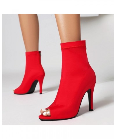 Ladies Fashion Peep Toe Summer Ankle Boots Party Red 95mm Heel 1 $29.02 Boots