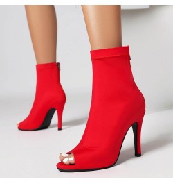 Ladies Fashion Peep Toe Summer Ankle Boots Party Red 95mm Heel 1 $29.02 Boots