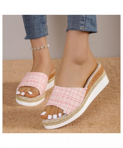 summer flats sandles womans dressy gold shoes for women wedding women flats comfortable dressy wedges slide sandals Z 03-pink...