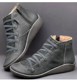 Cowboy Boots for Women,Low Heel Cowboy Boots V Cutout Autumn Winter Dressing Stacked Chunky Short Booties $13.00 Boots