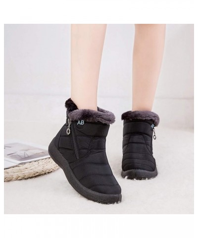 Snow Boots for Women Winter Boots Outdoor Keep Warm Comfortable Ankle Boots Round Toe Plush Pull-On Boots Black $16.69 Boots