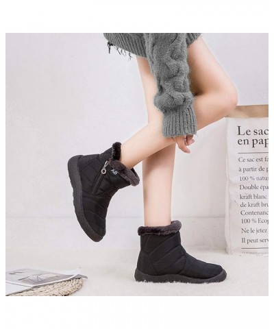 Snow Boots for Women Winter Boots Outdoor Keep Warm Comfortable Ankle Boots Round Toe Plush Pull-On Boots Black $16.69 Boots