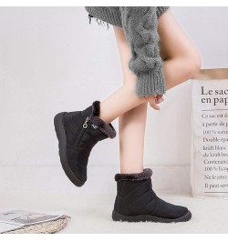 Snow Boots for Women Winter Boots Outdoor Keep Warm Comfortable Ankle Boots Round Toe Plush Pull-On Boots Black $16.69 Boots