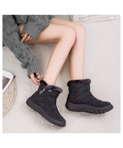 Snow Boots for Women Winter Boots Outdoor Keep Warm Comfortable Ankle Boots Round Toe Plush Pull-On Boots Black $16.69 Boots