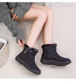 Snow Boots for Women Winter Boots Outdoor Keep Warm Comfortable Ankle Boots Round Toe Plush Pull-On Boots Black $16.69 Boots