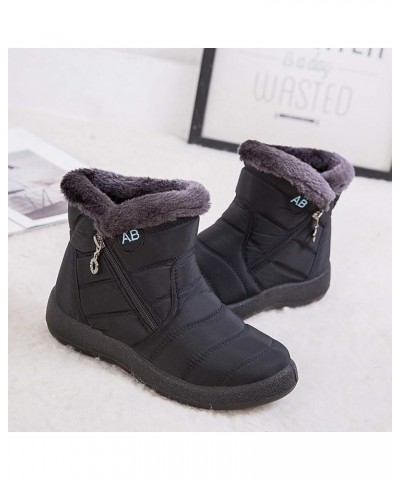 Snow Boots for Women Winter Boots Outdoor Keep Warm Comfortable Ankle Boots Round Toe Plush Pull-On Boots Black $16.69 Boots