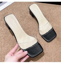 Women's Chunky High Heels Fashion Summer Women Sandals Chunky Heel Fish Mouth Transparent Strap Comfortable Black 7.5 $14.33 ...