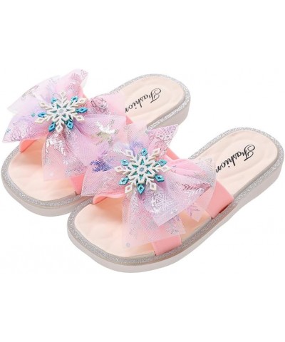 Girls Soft Polka Dot Bow Pearl Slip-On Platform Slides Sandals Summer Flatform Sandals Pink $12.64 Sandals