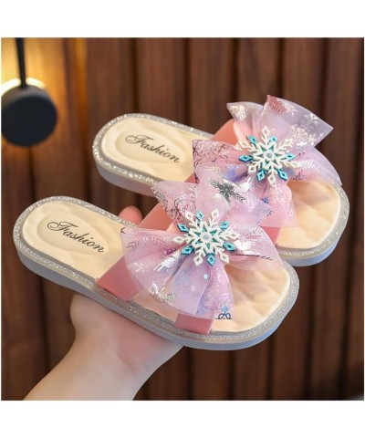 Girls Soft Polka Dot Bow Pearl Slip-On Platform Slides Sandals Summer Flatform Sandals Pink $12.64 Sandals