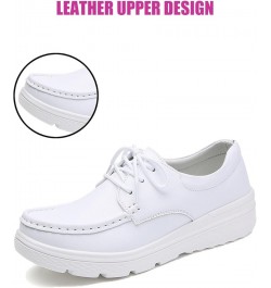 Ladies Fashion Leather Platform Lace Up Moccasin Boat Shoes Loafers Slip On Breathable Lightweight Comfortable Sneakers Black...