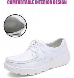 Ladies Fashion Leather Platform Lace Up Moccasin Boat Shoes Loafers Slip On Breathable Lightweight Comfortable Sneakers Black...