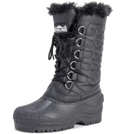 Womens Nylon Cold Weather Outdoor Snow Duck Winter Rain Lace Boo Black Leather $21.60 Outdoor Shoes