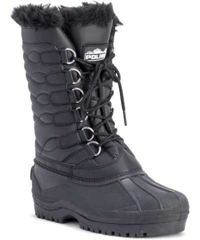 Womens Nylon Cold Weather Outdoor Snow Duck Winter Rain Lace Boo Black Leather $21.60 Outdoor Shoes