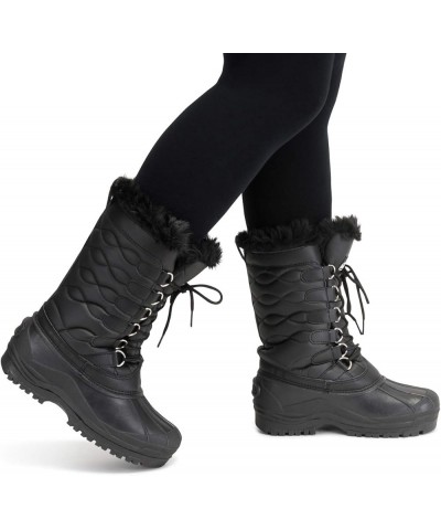 Womens Nylon Cold Weather Outdoor Snow Duck Winter Rain Lace Boo Black Leather $21.60 Outdoor Shoes