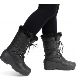 Womens Nylon Cold Weather Outdoor Snow Duck Winter Rain Lace Boo Black Leather $21.60 Outdoor Shoes