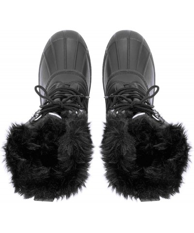 Womens Nylon Cold Weather Outdoor Snow Duck Winter Rain Lace Boo Black Leather $21.60 Outdoor Shoes