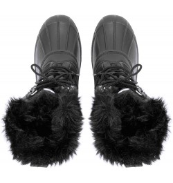 Womens Nylon Cold Weather Outdoor Snow Duck Winter Rain Lace Boo Black Leather $21.60 Outdoor Shoes