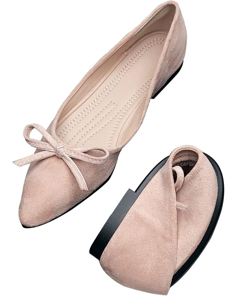 Knotted Ballet Flats for Women Comfortable Women's Flat Shoes Pointed Toe Slip on Loafers Shoes Women Dressy 122-suede-cute P...