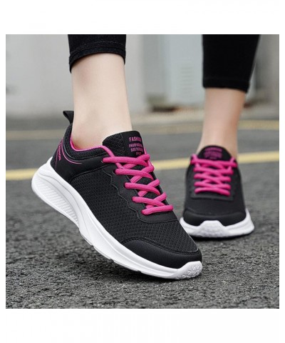 Breathable Sneakers Womens White PU Leather Sneakers Low Top Tennis Shoes Casual Walking Shoes Z 14-hot Pink $12.33 Athletic ...