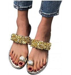 Sandals for Women Flat,Toe Loop Sandal for Women,Summer Girls Sweet Cute Crystal Pearls Clip Toe Flip Flops Boho Casual Beach...