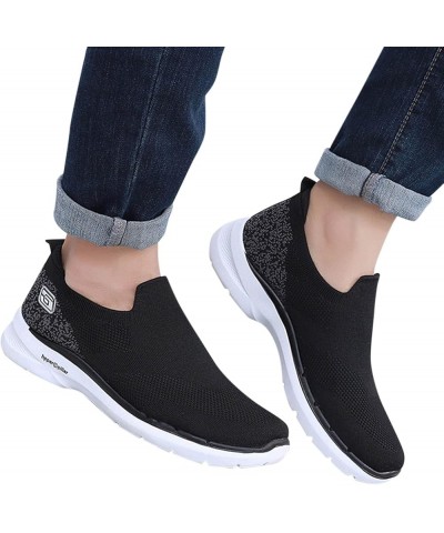 Casual Sneakers for Men Soft Sole Trainers Slip On Sneakers Cycling Shoes for Men 1-black $22.10 Athletic Shoes