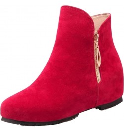 Casaul Women Ankle Boots with Flat Heel Red $18.20 Boots