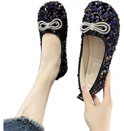 Summer Fashion Women's Sports Shoes Sequins Shiny Bow Breathable and Comfortable Casual Shoes for Women Cute Casual Black $15...