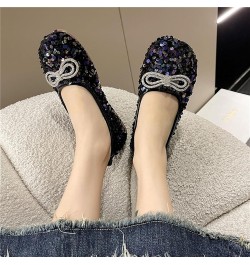 Summer Fashion Women's Sports Shoes Sequins Shiny Bow Breathable and Comfortable Casual Shoes for Women Cute Casual Black $15...