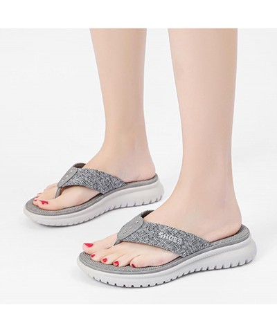 CsgrFagr Women Fashion Thickened Non Slip Beach Summer Comfortable Walking Flip Flop Platform for Women Sandals Grey $23.46 S...